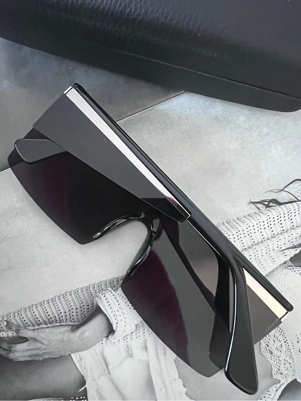 Versace Silver-Trim Black Shield Sunglasses